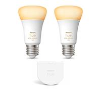 Philips Hue Pack avantageux - E27 - avec 2 ampoules standard - Lumière blanche chaude à froide - Avec 1 interrupteur mural Hue - Hue White Ambiance