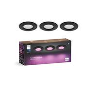Philips Hue pack de 3 spots encastrés connectés, 90mm, White & Color Light, Compatible Bluetooth, Contrôle vocal avec Alexa, Apple Home & Google Assistant, noir