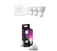 Philips Hue Pack de Démarrage - GU10 - avec 4 spots - Lumière blanche et colorée - Incl. 1 Hue Bridge, 1 variateur Hue - Hue White and Color Ambiance