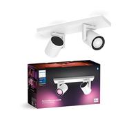 Philips Hue Plafonnier Argenta avec Deux spots, White & Color Ambiance, spots LED dimmables, Contrôle Intelligent de la Lumière via la Voix et l’application, Blanc. [Classe Énergétique G]
