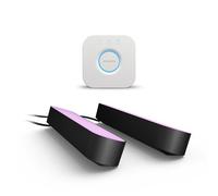 Philips Hue Play White and Color Ambiance Barre lumineuse connectée Pack de 2 + Hue Bridge, Éclairage d’ambiance pour TV et gaming (Compatible avec Alexa, Google Assistant et Apple HomeKit), Noir