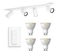 Philips Hue Pongee Spot en saillie (Blanc) - Lumière blanche chaude à froide - Comprend un Variateur de lumiere Hue - Spot en saillie avec 4 points lumineux - GU10 - Hue White Ambiance
