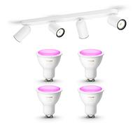 Philips Hue Pongee Spot en saillie (Blanc) - Lumière blanche et colorée - Spot en saillie avec 4 points lumineux - GU10 - Hue White and Color Ambiance