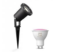 Philips Hue Puled Spot de jardin (Noir) - GU10 - Lumière blanche et colorée - Éclairage de jardin - Hue White and Color Ambiance