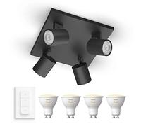 Philips Hue Runner Spot en saillie (Noir) - Lumière blanche chaude - Comprend un Variateur de lumiere Hue - Spot en saillie avec 4 points lumineux - GU10 - Hue White
