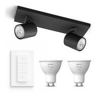 Philips Hue Runner Spot en saillie (Noir) - Lumière blanche chaude - Comprend un Variateur de lumiere Hue - Spot en saillie avec 2 points lumineux - GU10 - Hue White