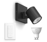 Philips Hue Runner Spot en saillie (Noir) - Lumière blanche chaude - Comprend un Variateur de lumiere Hue - Spot mural ou Spot en saillie avec 1 point lumineux - GU10 - Hue White