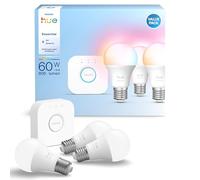 Philips Hue – Kit de démarrage 3 ampoules E27 + pont, blanc & couleur, 806 lm, app, Alexa/Google