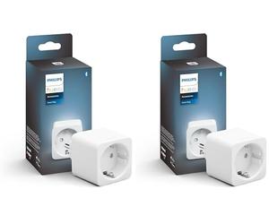 Philips Hue Smart Plug pour systèmes d'éclairage Hue, prise intelligente pour contrôler les lumières, compatible avec la commande vocale et l'application depuis n'importe où, blanc (Lot de 2)