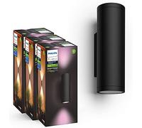 Philips Hue WACA EU wall lantern black 2x (Triple Pack) Applique extérieure ronde noire, fonctionne avec Alexa, Google Assistant et Apple Homekit
