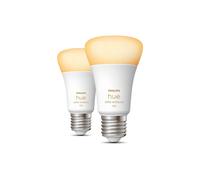 Philips Hue White Ambiance A60 - Pack 2 Ampoules LED E27 11W (équivalent 75W), 1100lm, 2200-6500K, Bluetooth/Zigbee, Durée 25000h, Android/iOS