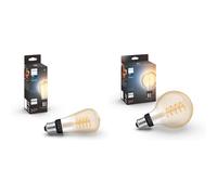 Philips Hue White Ambiance, ampoule LED connectée E27 Filament ST64, compatible Bluetooth & White Ambiance, ampoule LED connectée E27 Filament G93 Globe, compatible Bluetooth