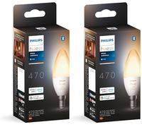 Philips Hue White Ambiance, ampoule LED connectée flamme E14, compatible Bluetooth, fonctionne avec Alexa, Google Assistant et Apple Homekit (Lot de 2)
