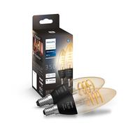 Ampoules connectées Philips Hue Pack de 2 ampoules White Ambiance 4.9W Filament flamme E14