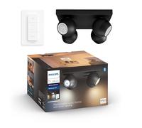 Philips Hue White Ambiance BUCKRAM Spot plafonnier spirale 4x5.5W - Noir (télécommande incluse), compatible Bluetooth, fonctionne avec Alexa, Google Assistant et Apple Homekit