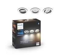 Philips Hue White Ambiance, Milliskin spots encastrés aluminium 3x5W, compatible Bluetooth, fonctionne avec Alexa, Google Assistant et Apple Homekit