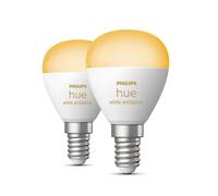 Philips Hue White ambiance, ampoule LED connectée sphérique compatible Bluetooth, E14, fonctionne avec Alexa, Google Assistant et Apple Homekit, lot de 2