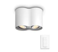 Philips Hue White Ambiance PILLAR Spot 2x5.5W compatible Bluetooth - Blanc (télécommande incluse), fonctionne avec Alexa, Google Assistant et Apple Homekit