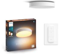 Philips Hue White Ambiance, Plafonnier Devere Medium +Télécommande, Blanc | Éclairage Plafond Rond, 2450lm, Blanc Chaud/Froid 2200-6500K, Télécommande incluse, Contrôle Vocal & App, Bluetooth