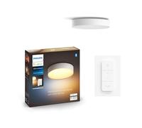 Philips Hue White Ambiance, Plafonnier Enrave X-Large +Télécommande, Blanc | Éclairage Plafond Rond Extra-large, Blanc Chaud/Froid 2200-6500K, Télécommande incluse, Contrôle Vocal & App, Bluetooth