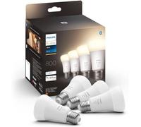 Philips Hue White, ampoule LED connectée E27, équivalent 60W, 800 lumen, compatible Bluetooth, Pack de 4, fonctionne avec Alexa, Google Assistant et Apple Homekit, ancienne génération