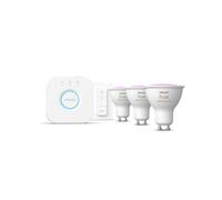 Philips Hue White and Color Ambiance 929003666510 Kit 3 Spots LED GU10, 4.2W (Eq. 50W), 400lm, 2000-6500K, Bluetooth, Compatible Android/iOS, Alexa, Google Assistant, Apple HomeKit avec Hue Bridge et