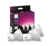Philips Hue White and Color Ambiance Ampoule LED connectée Pack de 3, culot GU10, 350 lumens (équivalent 50W). Compatible Bluetooth. Fonctionne avec Alexa, Google Assistant et Apple HomeKit