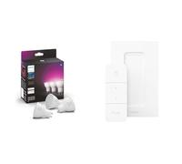 Philips Hue White and Color Ambiance, ampoule LED connectées GU10 4.3W compatible Bluetooth, Lot de 3 & Philips Hue Dim Switch Télécommande nomade variateur de lumière V2