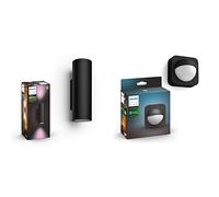 Philips Hue White and Color ambiance APPEAR, Applique ronde noire + Lighting Hue Détecteur de Mouvement Extérieur Noir