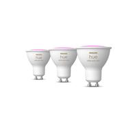 Philips Hue White and Color Ambiance GU10 - Pack de 3 Spots connectés - Bluetooth/Zigbee - 4.2W - 400lm - 2000-6500K - Compatible Android, iOS, Alexa, Google Assistant, HomeKit