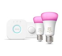 Philips Hue White And Color Ambiance Kit De Démarrage : 2 Ampoules Connectées E27 (1100) + Bouton Connecté Blanc