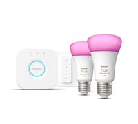 Philips Hue White and Color ambiance Kit de démarrage : 2 ampoules connectées E27 (1100) + variateur