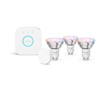 Philips Hue White And Color Ambiance Kit De Démarrage Essential : 3 Ampoules Connectées Gu10 (345 Lm) + Bouton Connecté Blanc