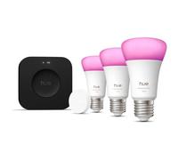 Philips Hue White And Color Ambiance Kit De Démarrage : Trois Ampoules E27 + Smart Button + Hue Bridge Pro Noir