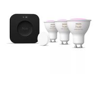 Philips Hue White And Color Ambiance Kit De Démarrage : Trois Ampoules Gu10 + Smart Button + Hue Bridge Pro Noir