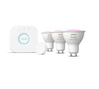 Philips Hue White And Color Ambiance Kit De Démarrage : Trois Spots Connectés Gu10 + Bouton Intelligent Blanc
