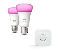 Philips Hue White and Color Ambiance, lot de 2 ampoules connectées 75W, culot E27, compatible Bluetooth + pont de connexion, fonctionne avec Alexa, Google Assistant et Apple Homekit