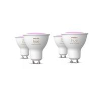 Philips Hue White and color Ambiance, lot de 4 ampoules connectées GU10, compatible Bluetooth, fonctionne avec Alexa, Google Assistant et Apple Homekit