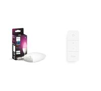 Philips Hue White & Color Ambiance, ampoule LED connectée flamme E14, compatible Bluetooth & Hue Dim Switch Télécommande nomade variateur de lumière V2