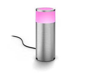 Philips Hue White & Color Ambiance, Borne Extérieure Calla, 8W, Inox | Basse Tension, LED Blanc & Couleurs, RGBW, Certifiée IP44, Contrôle Vocal & via App, Alexa , Apple HomeKit