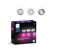 Philips Hue White & Color Ambiance Centura Lot de 3 spots encastrés ronds, plafonniers à intensité variable, contrôle intelligent de l'éclairage par la voix et l'application.