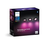 Philips Hue White & Color Ambiance Centura Spots Encastrés Ronds, Lot de 3 (1050 lm), Dimmables, Contrôle Vocal et Appli, Noir, Nouvelle Génération [Classe Énergétique G]