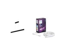 Philips Hue White & Color Ambiance ENSIS Suspension 2x39W - Bluetooth - Noir, fonctionne avec Alexa & White & Color Ambiance Indoor LightStrips extension 1m, V4, fonctionne avec Alexa