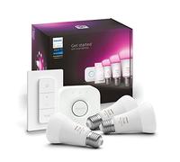 Philips Hue White and Color ambiance Kit de démarrage : 3 ampoules connectées E27 (1100) + variateur