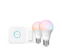 Philips Hue white & Color ambiance Kit De Démarrage Essential : 2 ampoules Connectées E27 (806 Lm) + Variateur