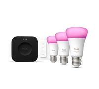 Philips Hue White & Color Ambiance Kit De Démarrage : Trois ampoules Connectées E27 + Dimmer Switch + Bridge Pro