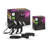 Philips Hue White & Color Ambiance Lily Garden Spot Standard 40 W (590 lm), Lumière Extérieure Dimmable, Contrôle intelligent avec la voix ou application, Noir, Pack de 4