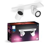 Philips Hue White & Color Ambiance, Plafonnier à 2 Spots LED Argenta, Blanc | Plafonnier Intérieur 2 Spots, Ampoules GU10 Incluses, LED Blanc & Couleurs, Contrôle Vocal et via App, Alexa, Google & Apple