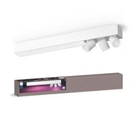 Philips Hue White & Color Ambiance, Plafonnier à 3 Spots Centris, Blanc | Plafonnier Intérieur 3 Spots + Rectangle Lumineux, Ampoules GU10 Incluses, LED Blanc & Couleurs, Contrôle Vocal et via App