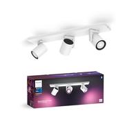 Philips Hue White & Color Ambiance Plafonnier Argenta avec trois spots, spots LED graduables pour le système d'éclairage Hue, contrôle intelligent de la lumière via la voix et l'appli, blanc.